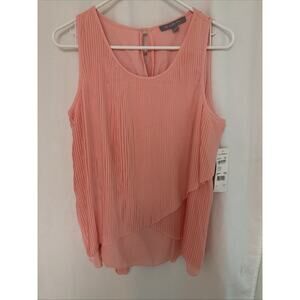NWT Womens Size Large NY Collection Layered Ribbed Stretch Sleeveless Top Pink